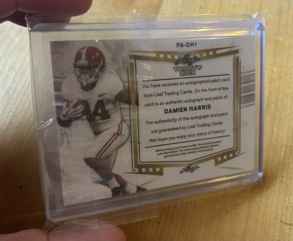 Damien Harris 2019 Leaf Trinity RPA Auto Patch 8/10 #PA‑DH1 – Alabama Crimson Tide / New England Patriots - Image 4