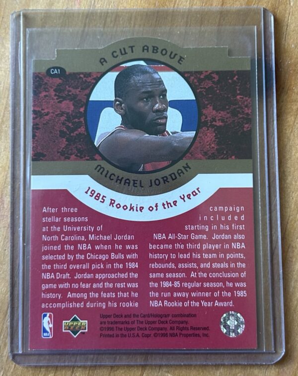 Michael Jordan — 1996 Upper Deck “A Cut Above” CA1 — Chicago Bulls - Image 2