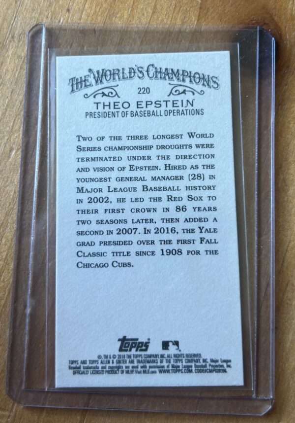 Theo Epstein — Topps Allen & Ginter Mini #220 — Black Border (Filigree Frame) - Image 2