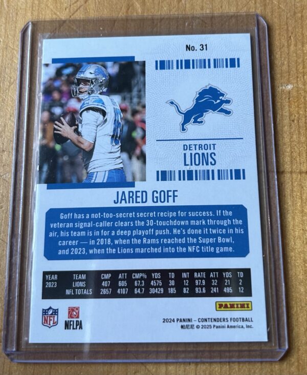 2024 Panini Contenders Football Jared Goff Season Ticket - Image 2