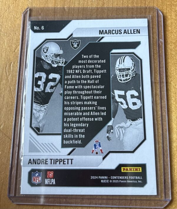 Marcus Allen / Andre Tippett 2024 Panini Contenders Historic Draft Class 1982 - Image 2