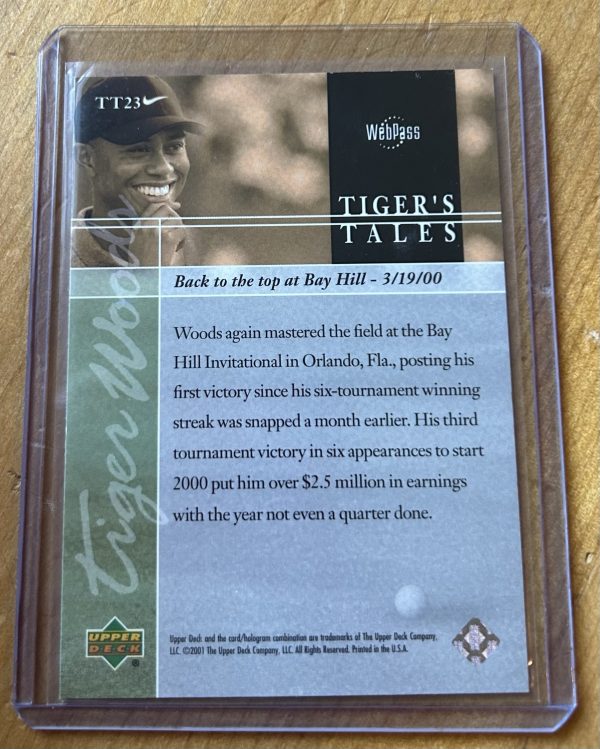 Tiger Woods 2001 Upper Deck Golf Tiger’s Tales TT23 - Image 2