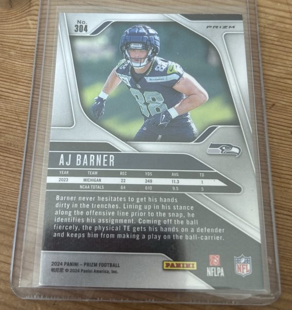 AJ Barner 2024 Prizm Pink Rookie - Image 2