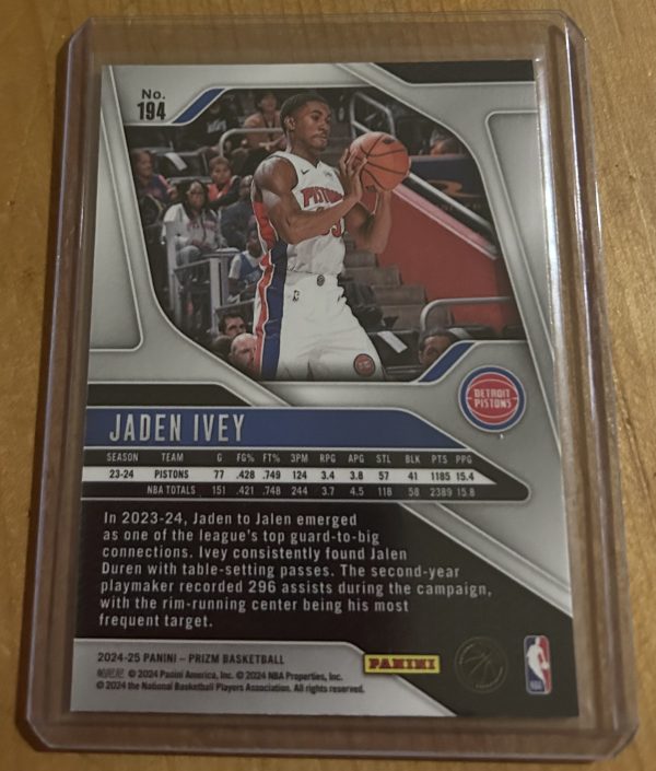 Jaden Ivey 2024-25 Panini Prizm #194 Base Card - Image 2