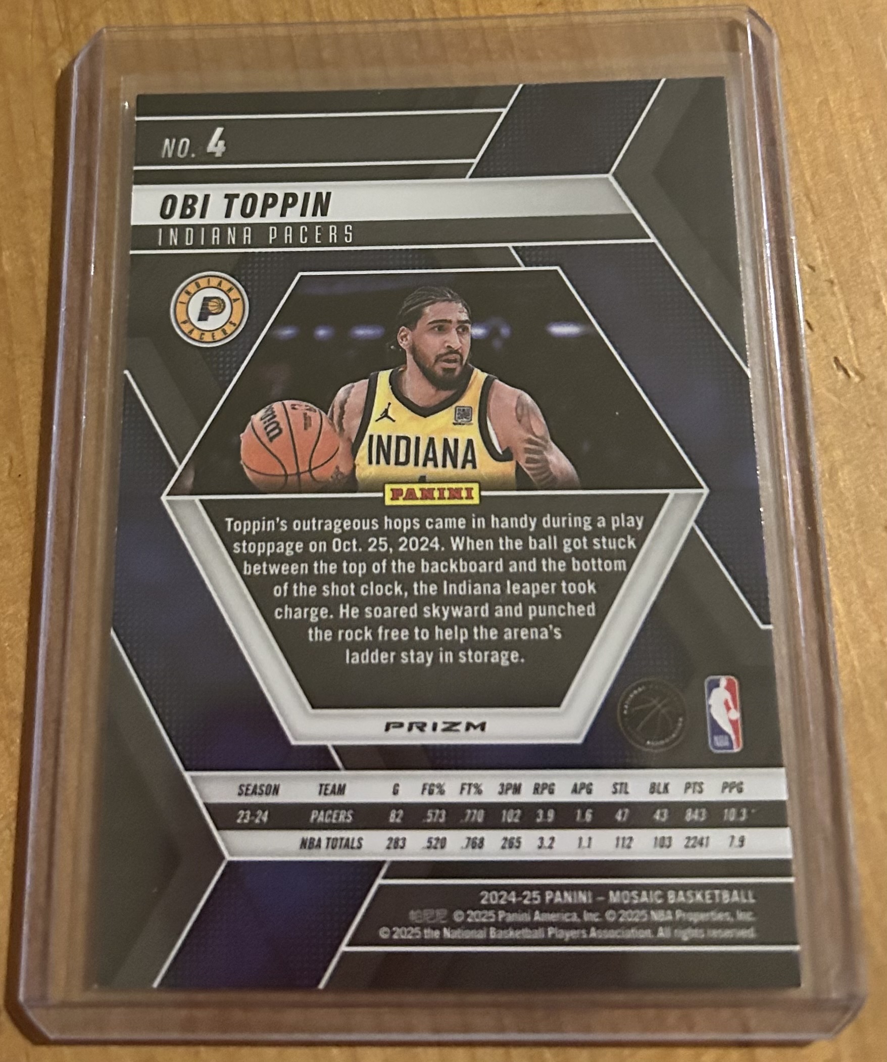 Obi Toppin 2024-25 Mosaic Silver Laser Prizm Indiana Pacers #4 - Image 2