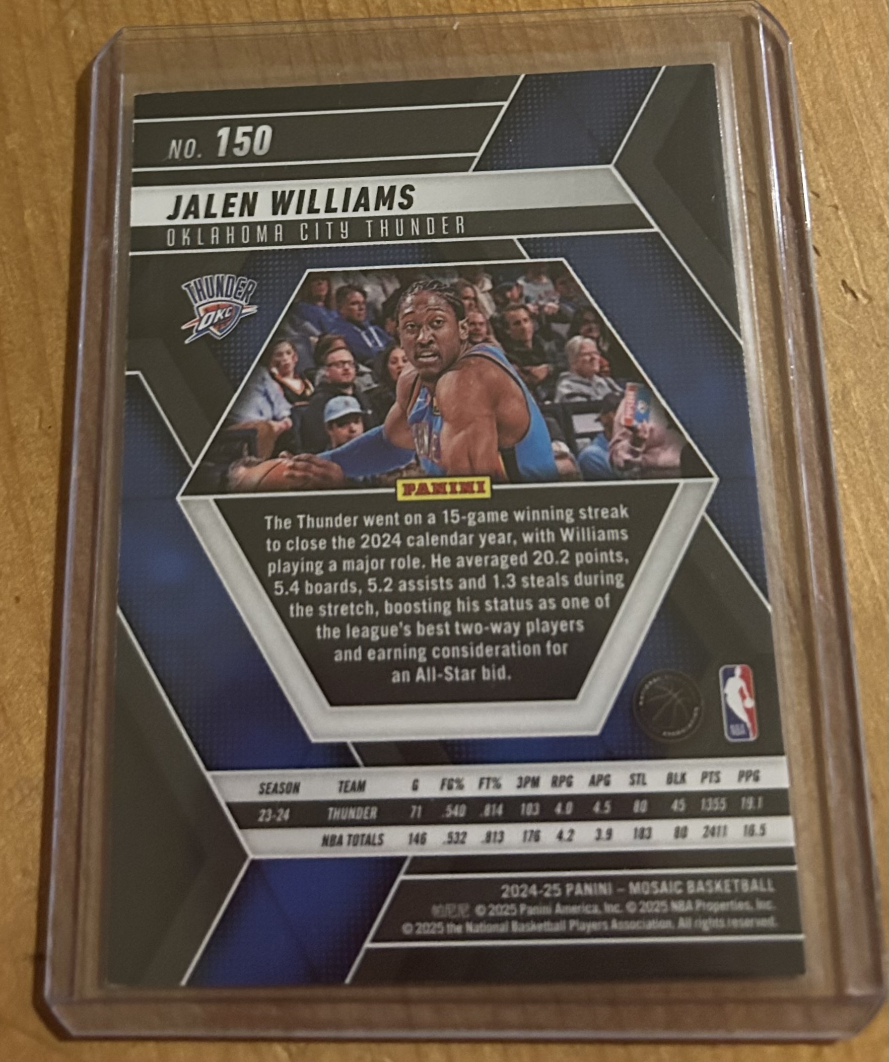 Jalen Williams 2024-25 Mosaic Base #150 - Image 2