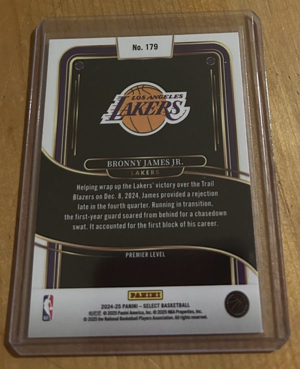 Bronny James Jr. 2024-25 Select Premier Level RC #179 - Image 2