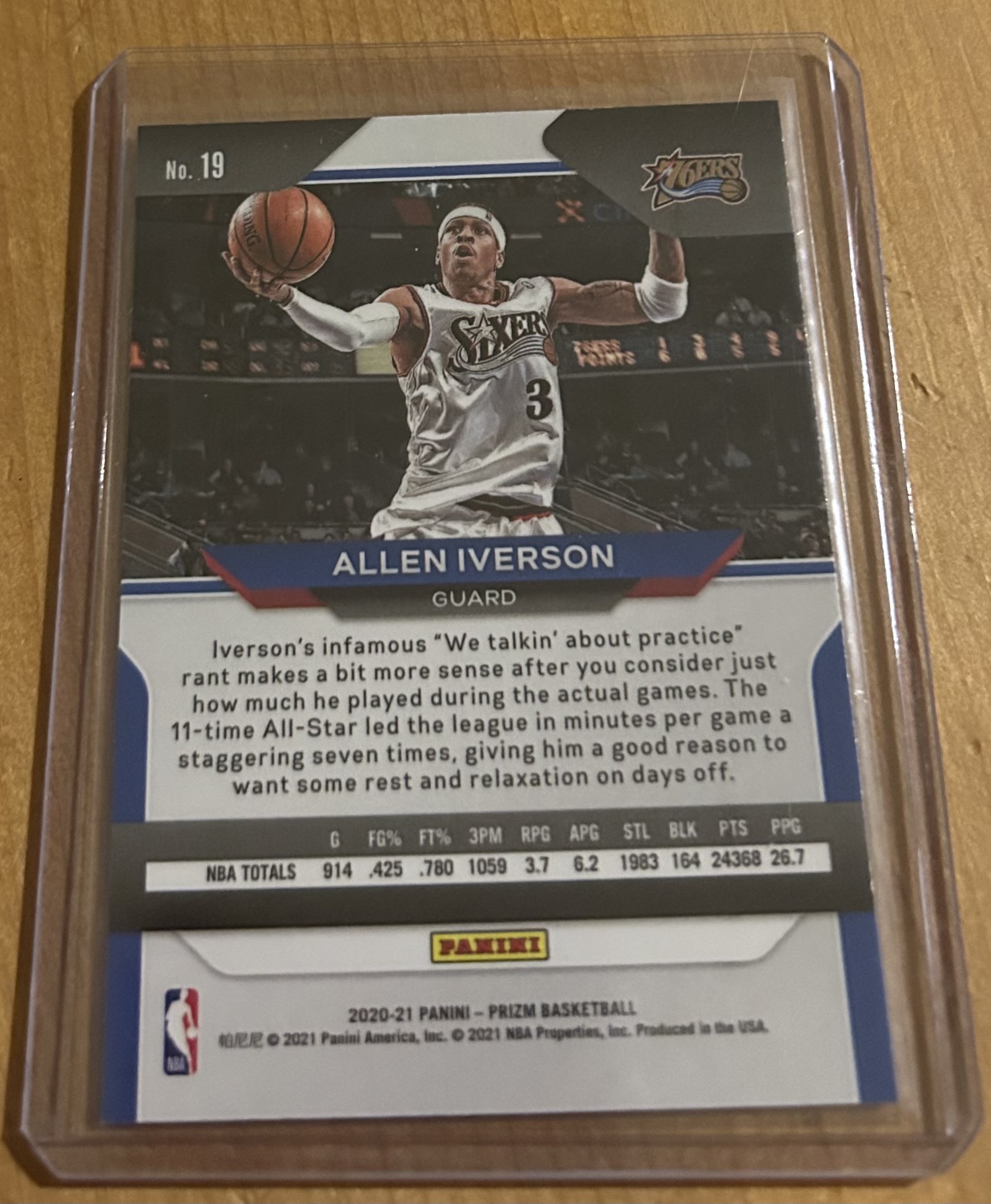 Allen Iverson 2020-21 Prizm Base #19 - Image 2