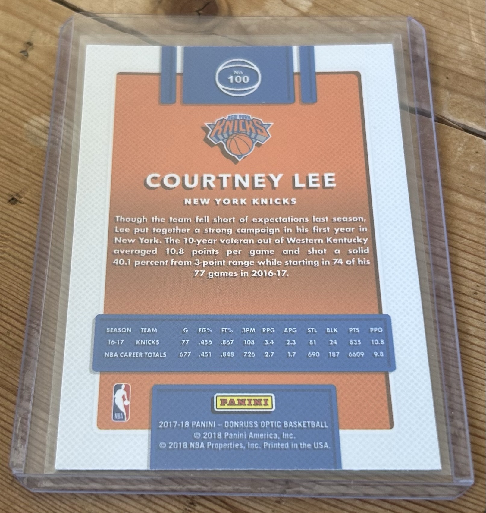 Courtney Lee 2017-18 Donruss Optic #100 - Image 2