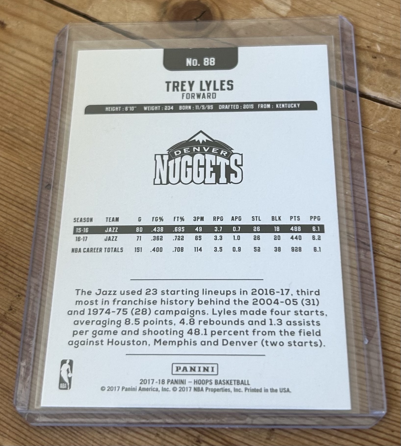 Trey Lyles 2017-18 NBA Hoops #88 - Image 2