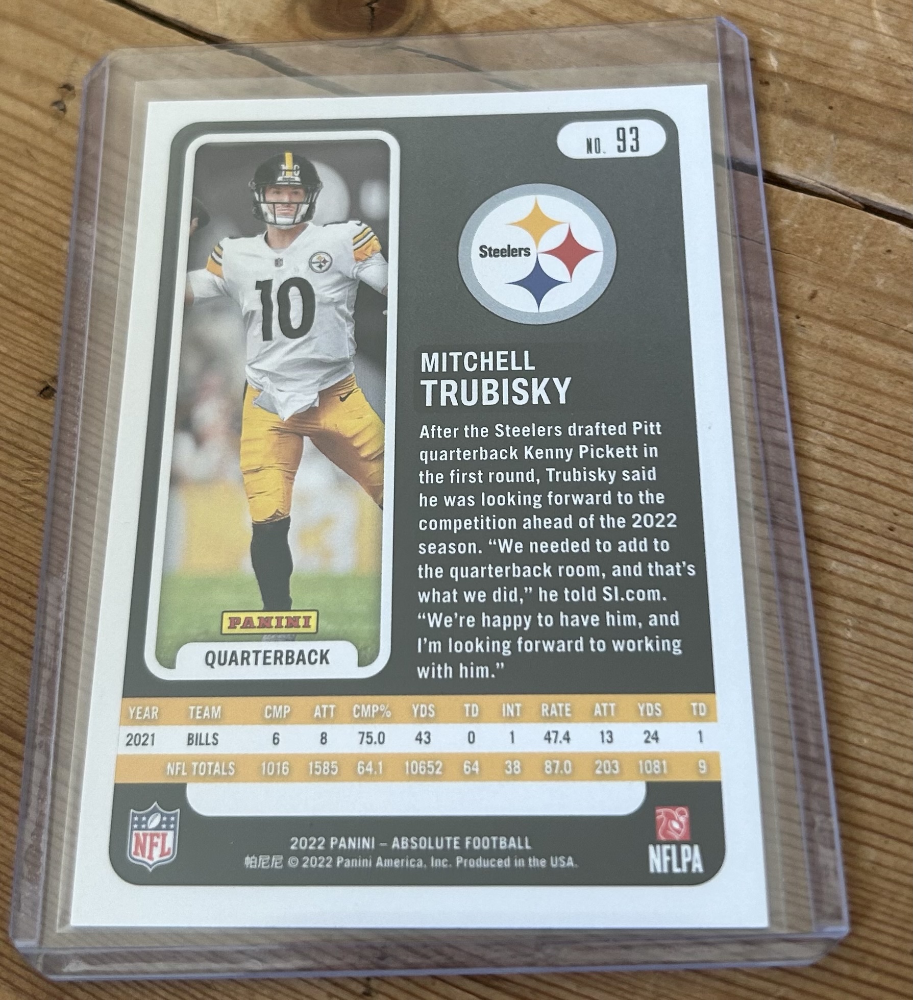 Mitchell Trubisky 2022 Absolute Football #93 - Image 2