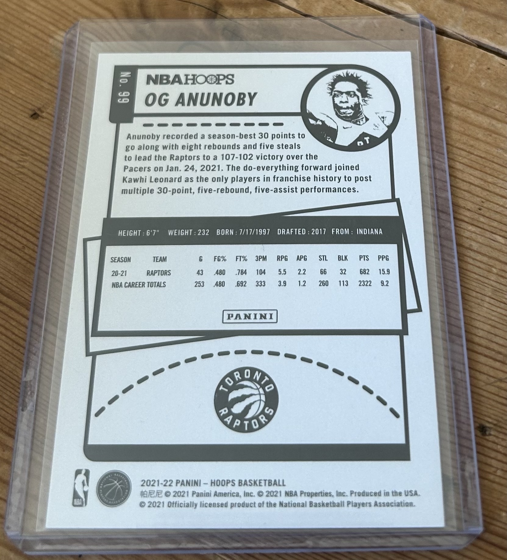 OG Anunoby 2021-22 NBA Hoops #99 - Image 2