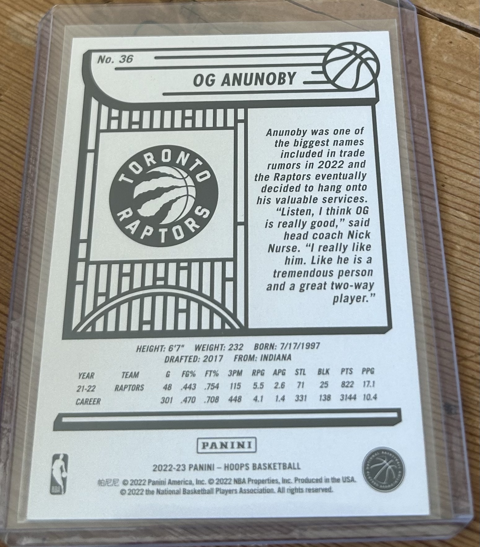 OG Anunoby 2022-23 NBA Hoops #36 - Image 2