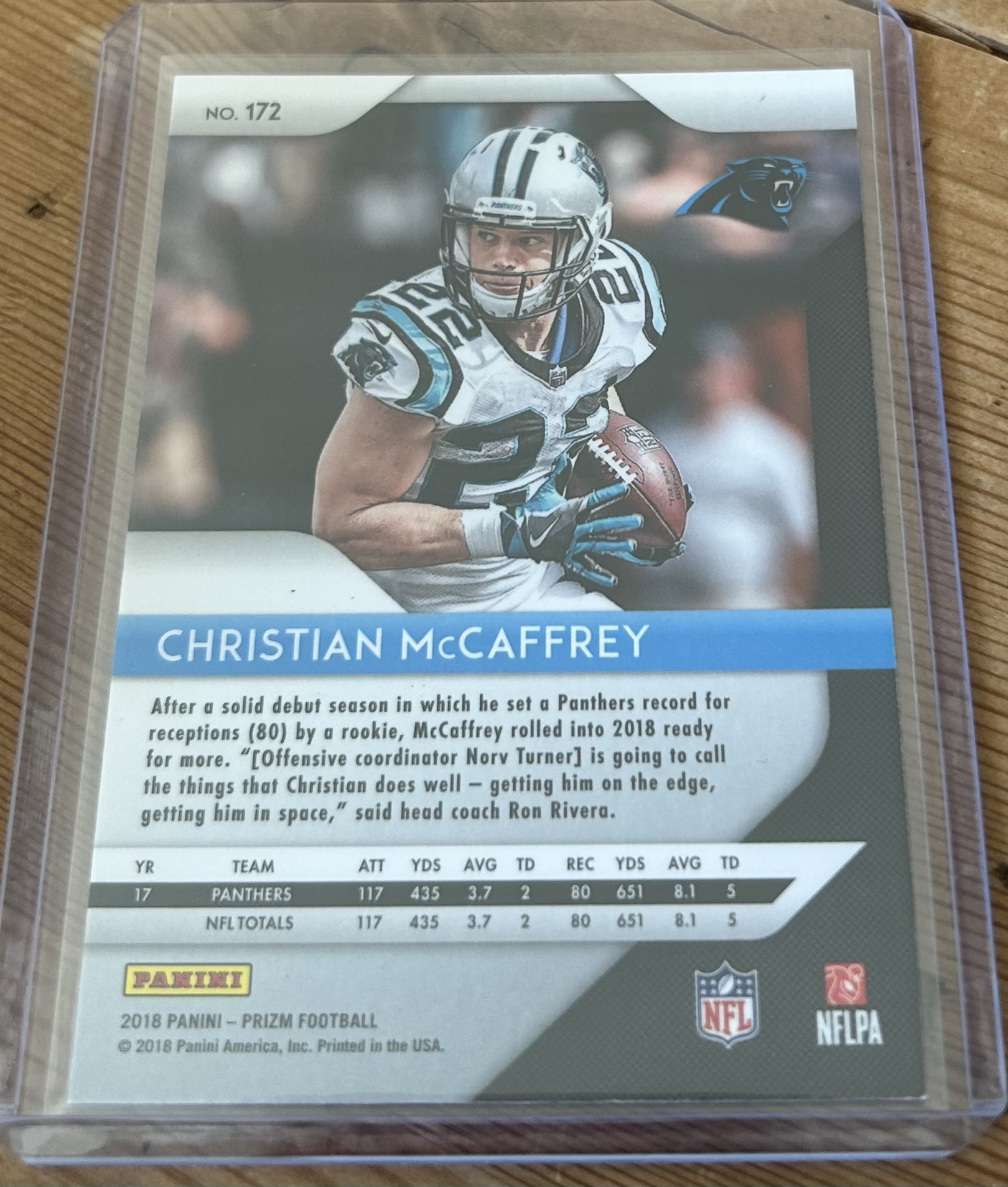 Christian McCaffrey 2018 Prizm Base #172 - Image 2