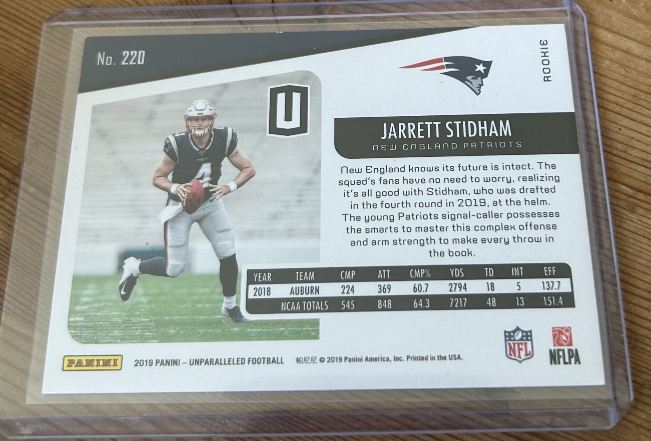 Jarrett Stidham 2019 Unparalleled Rookie #220 - Image 2
